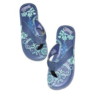 Brisas SASSAFRASS Size 9 Blue Leather Toe Post Sandals Thong Flip Flops/Slides